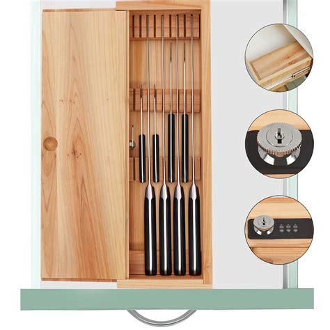 Ecoaterui Kitchen Knife Storage Box with Lock - Kids Safe In Drawer ...