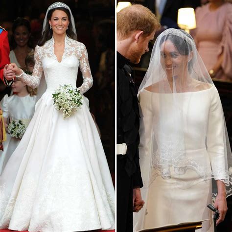 Compare Meghan Markle's Wedding Dress to Kate Middleton's Bridal Gown