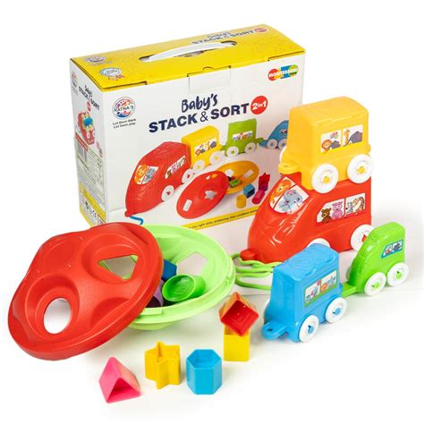 Ratna's Baby's Stack & Sort 2-in-1 Educational Toy with Train Stacker ...