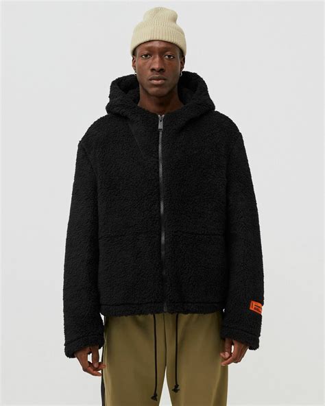 Heron Preston Fleece Hooded Jacket Black Fleece Jackets Heron Preston