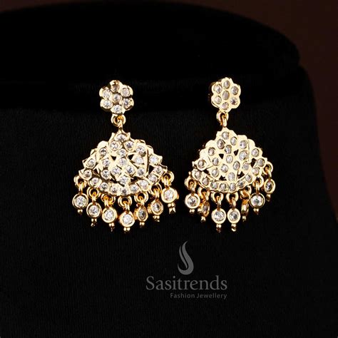 Elegant Impon Attigai micro Gold AD Stone Necklace Set - Sasitrends