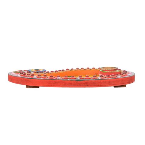Papier-Mache Keri Design Multiutility Pooja Thali - eCraftIndia Online