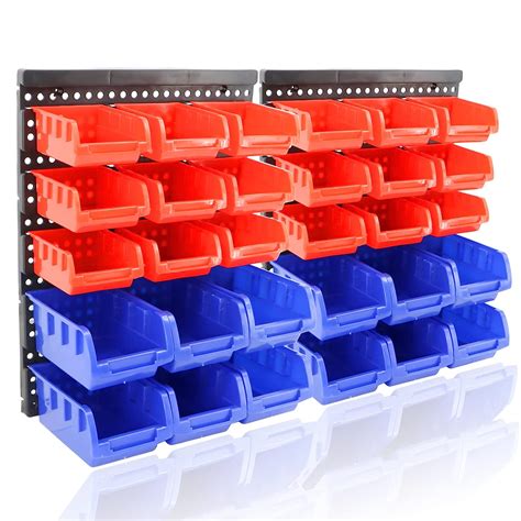WerkWeit Wall Mounted Storage Bins - 30Pcs Garage Organizer With ...