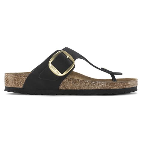 Gizeh Big Buckle Nubuck Leather Black | BIRKENSTOCK