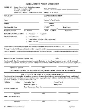 Fillable Online solano county encroachment permit form Fax Email Print ...