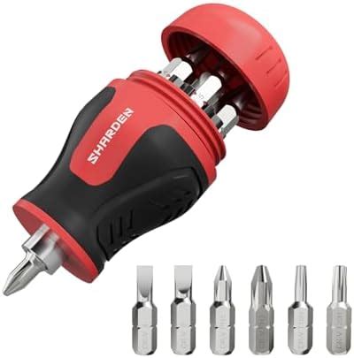 SHARDEN 8 in 1 Stubby Multi Screwdriver with 6 CRV Bits Phillips ...