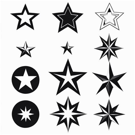 Collection of black and white star icons and logos in vector format ...