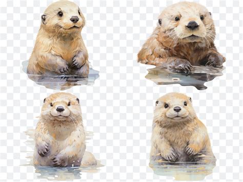 Watercolor Sea Otter PNG Clipart Bundle, Instant Download, Sea Otter ...