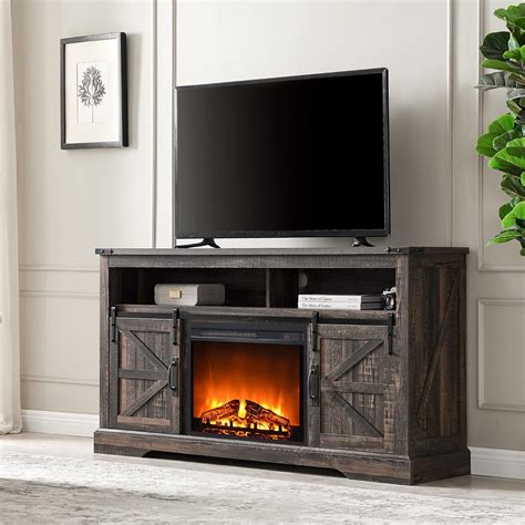 Buy OKD Farmhouse TV Stand with 23'' Electric Fireplace for 65 Inch TV ...
