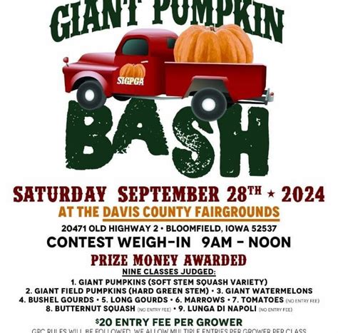 Southern Iowa Giant Pumpkin Bash, 20471 Old Highway 2, Bloomfield, IA ...