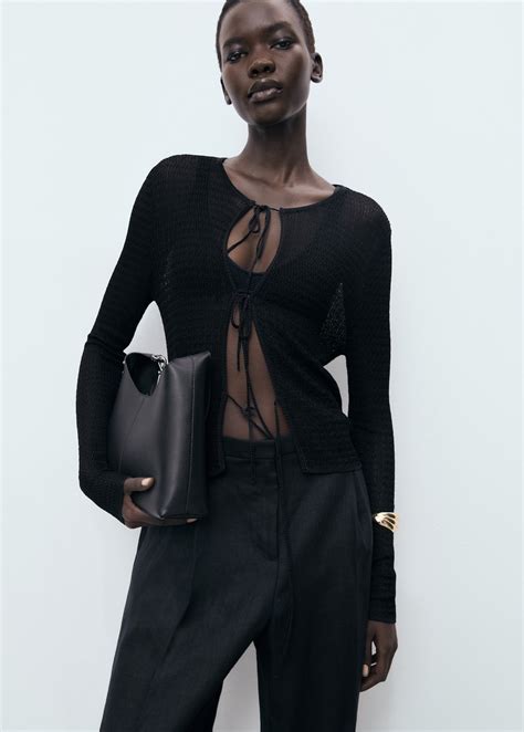 Cárdigan punto lazos - Mujer | MANGO España (Península y Baleares)