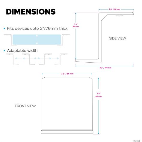 3” Under Desk Laptop & Device Holder Mount, Adhesive & Screw In, Devic ...