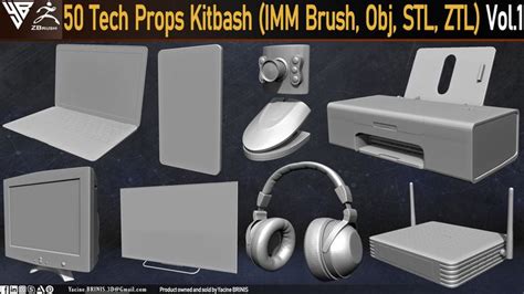 ArtStation - 50 Electronic Props Kitbash (IMM Brush, Obj, STL, ZTL) Vol ...