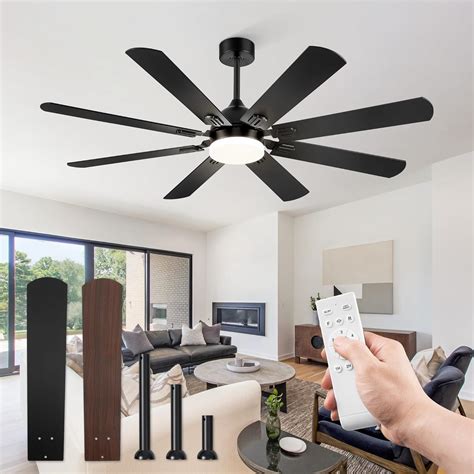 Fanbulous 62 Inch Ceiling Fans with Lights, Black Modern Ceiling Fan ...