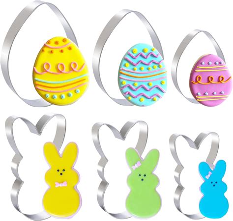 Amazon.com: Easter Cookie Cutter Set - 6 Piece Easter Bunny and Egg ...