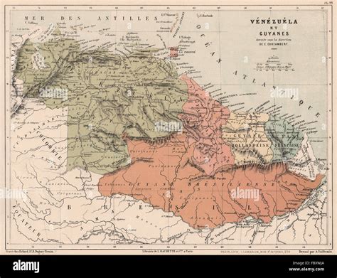 VENEZUELA/GUIANAS British French Dutch Brazilian Guyana Guyane Suriname 1880 map Stock Photo - Alamy