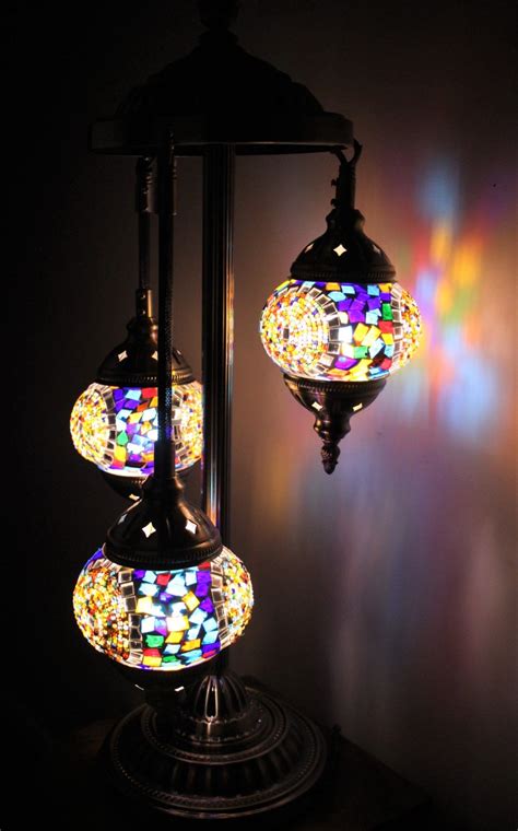 Turkish Mosaic Floor Lamp 3 Globe White - Nirvana Eastern Imports