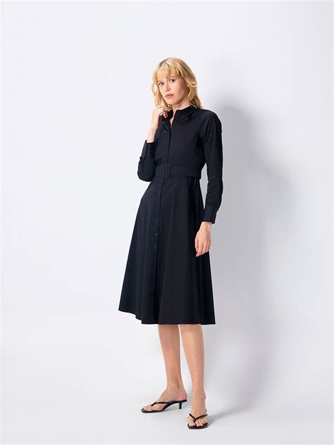 Black collared shirt dress