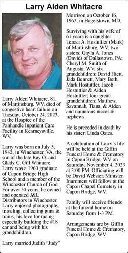 Larry Alden Whitacre | Obituaries | winchesterstar.com