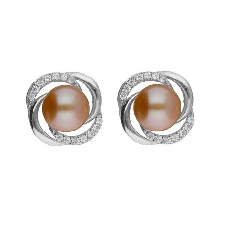 Sri Jagdamba Pearls Dealer 92.5 Silver Cute Pink Pearl Studs : Amazon ...
