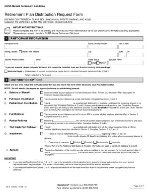Fillable Online Retirement Plan Distribution Request Form Fax Email ...
