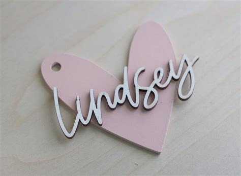 Valentine's Day Name Tags / Wooden Heart Name Tags / Wooden Name Labels ...
