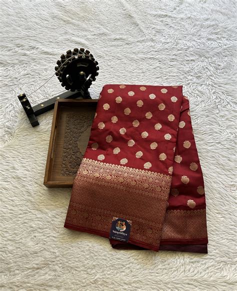 Pure Chiniya Silk Saree Maroon Colored With a Zari Border. – Sampradaya ...