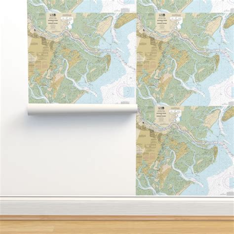 Savannah River nautical map Wallpaper | Spoonflower