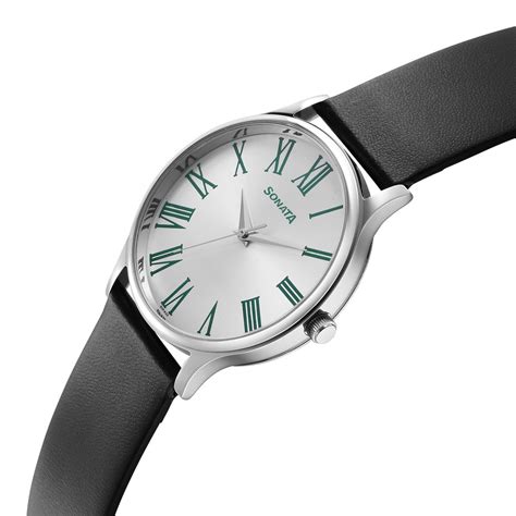 Buy Online Sonata Aspire Quartz Analog Silver Dial Leather Strap Watch ...
