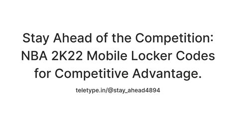 Stay Ahead of the Competition: NBA 2K22 Mobile Locker Codes for ...
