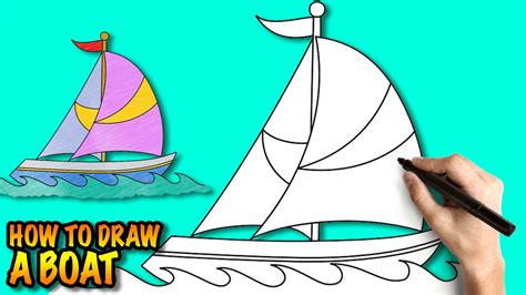 How to draw a Boat - Easy step-by-step drawing tuturial - YouTube