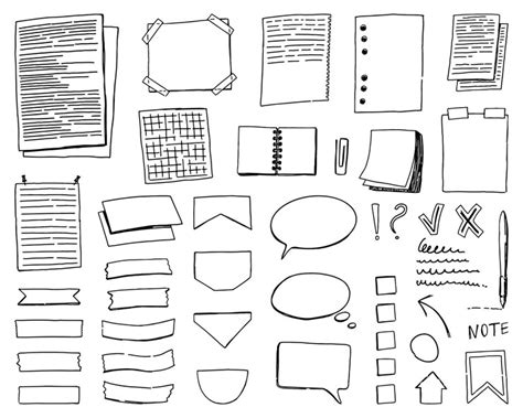 Set van cliparts voor dagelijkse planning Memo pagina's tekstballonnen ...