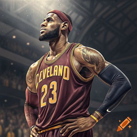 LeBron James in a Cleveland Cavaliers jersey playing basketball ...