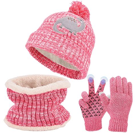 DPT Unisex Kids Winter Hat, Scarf, Mittens Set, Warm Fleece Lined for 3 ...