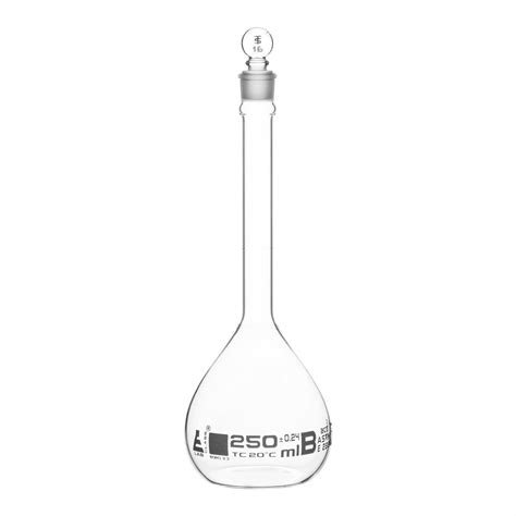 Flask Volumetric With Solid Glass Stopper ASTM-E288 STD Class B 250 ml ...