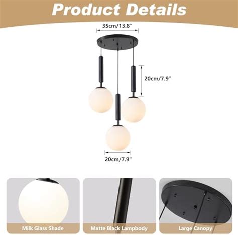 KCO Lighting 3 Light Globe Cluster Pendant Light India | Ubuy