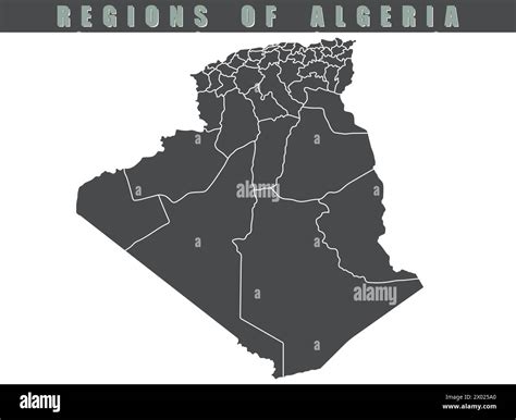 Algeria country map. Map of Algeria in gray color. Detailed gray vector map of Algeria by region ... - map of algeria region