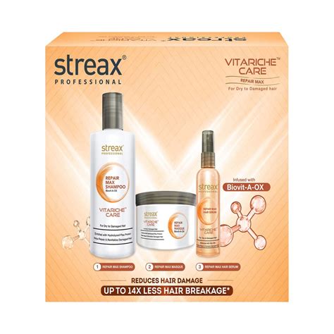 Buy Streax Professional Vitariche Repair Max Post Care Shampoo + Masque ...