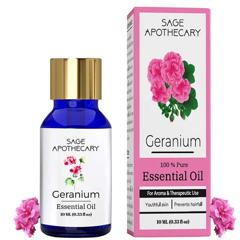 Sage Apothecary Geranium Essential Oil Pure & Natural for Massage ...