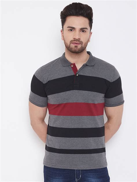 Grey Striper Polo T-shirt – SHOPAUSTIN.IN