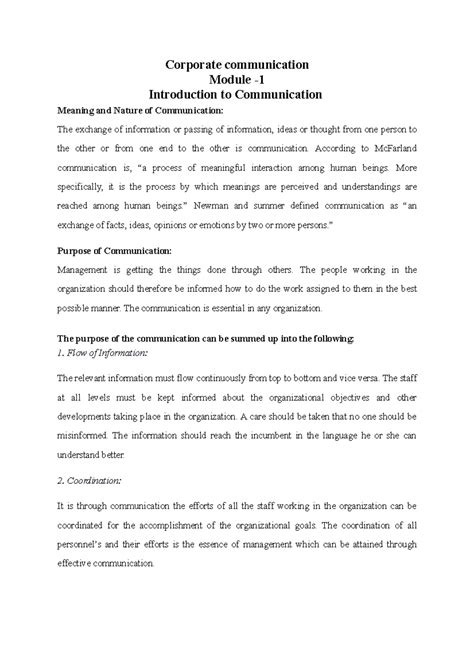 Module 1 - communication notes - Corporate communication Module ...