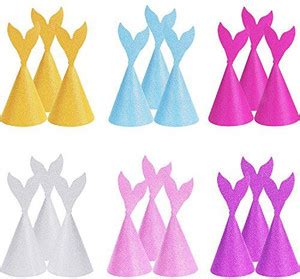 SATINIOR 18 Pieces Glitter Mermaid Tail Party Hats Birthday Crown for ...