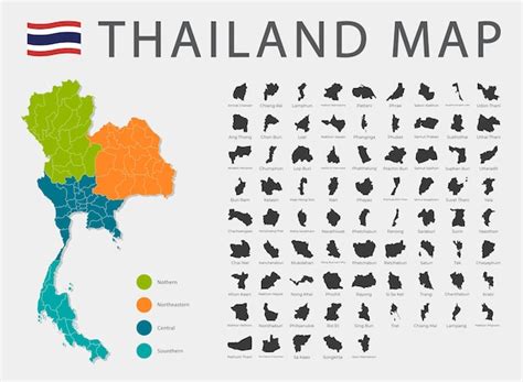 Thailand map design infographic set | Premium Vector