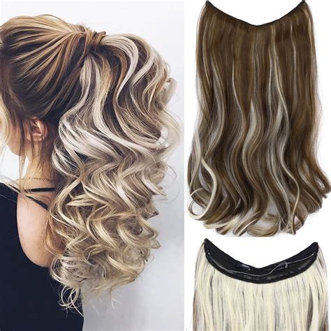 Amazon.com: Invisible Wire Hair Extensions - 18 Inch Halo Hair ...