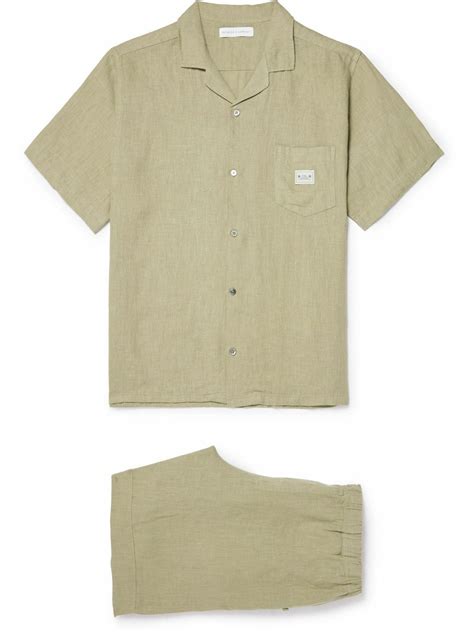 Desmond & Dempsey - Linen Pyjama Set - Green Desmond & Dempsey