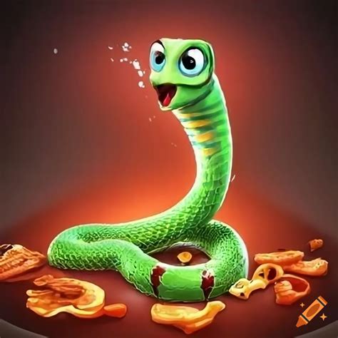 Snake game eating food splash screen for mobile game 1920 x 1080 on Craiyon