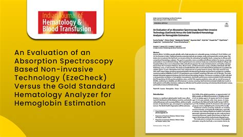 EzeCheck vs Hematology Analyzer Non-Invasive Hemoglobin Accuracy Study
