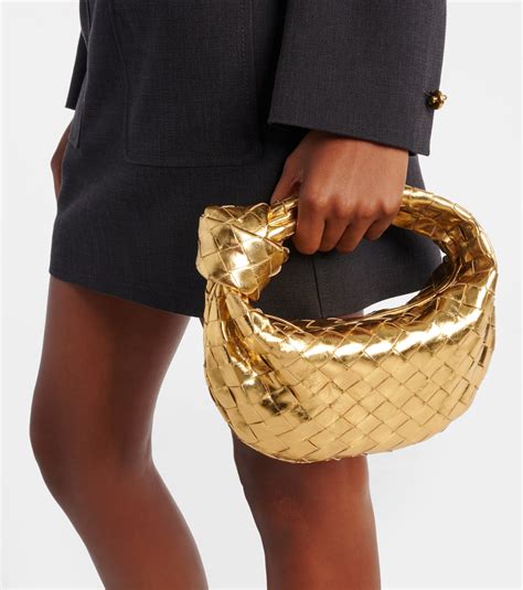 Jodie Intrecciato metallic leather tote bag in gold - Bottega Veneta ...