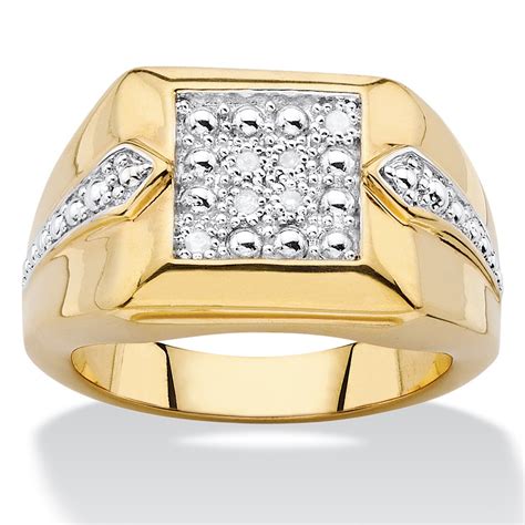 PalmBeach Jewelry Men's Diamond Accent Two-Tone Square Cluster Ring 18k ...