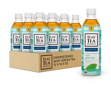 Teas' Tea Unsweetened TWE5 Mint Green Tea 16.9 Fl Oz (Pack of 12) Organic, Sugar Free, Zero ...